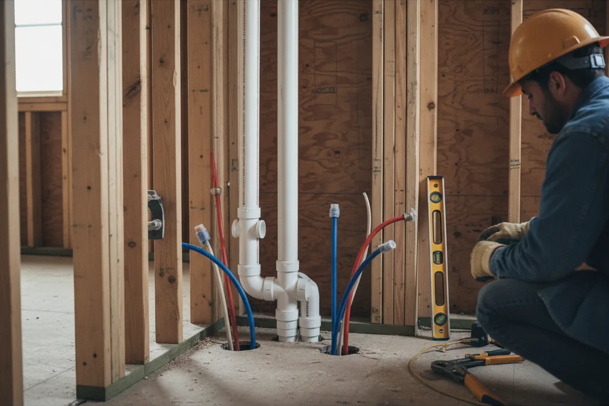 Drain and supply rough-in during Sump Pump Repair in Syosset